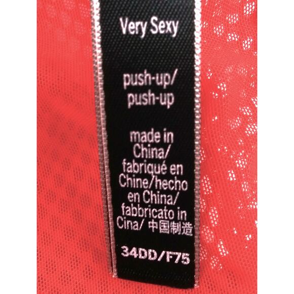 Victorias Secret Bra Very Sexy Red Push Up Front Closure Fishnet Lace Size 34DD - Picture 5 of 13